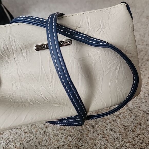 Stone and Co Tan Purse Wallet Adjustable Shoulder Bag Blue Strap - Picture 4 of 10